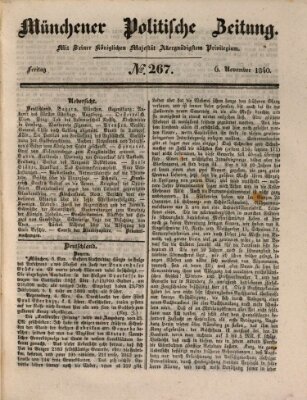 Münchener politische Zeitung (Süddeutsche Presse) Freitag 6. November 1840