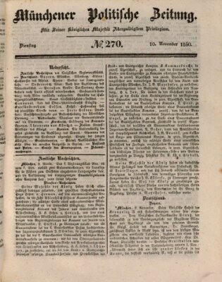 Münchener politische Zeitung (Süddeutsche Presse) Dienstag 10. November 1840
