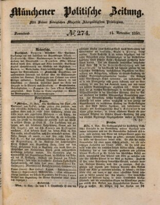 Münchener politische Zeitung (Süddeutsche Presse) Samstag 14. November 1840