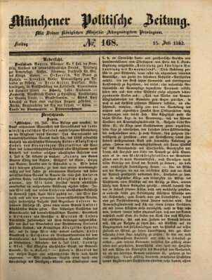 Münchener politische Zeitung (Süddeutsche Presse) Freitag 15. Juli 1842
