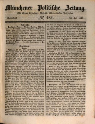 Münchener politische Zeitung (Süddeutsche Presse) Samstag 30. Juli 1842