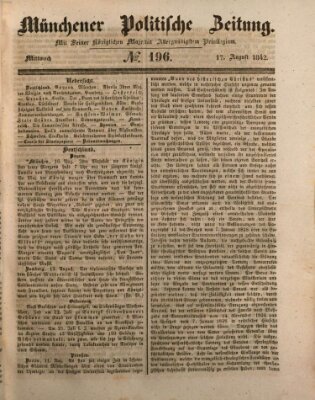 Münchener politische Zeitung (Süddeutsche Presse) Mittwoch 17. August 1842