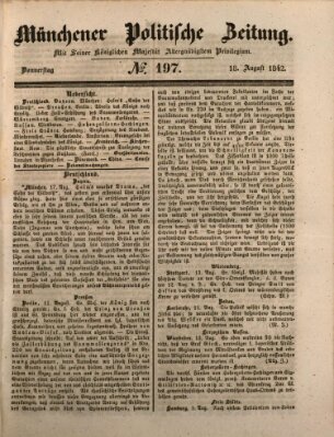 Münchener politische Zeitung (Süddeutsche Presse) Donnerstag 18. August 1842