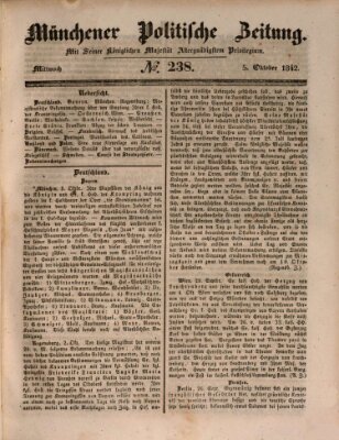 Münchener politische Zeitung (Süddeutsche Presse) Mittwoch 5. Oktober 1842