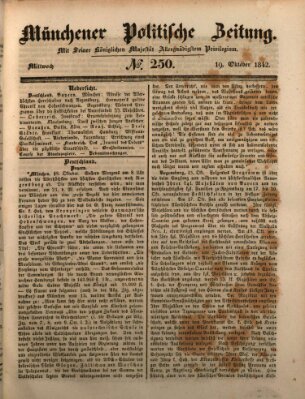 Münchener politische Zeitung (Süddeutsche Presse) Mittwoch 19. Oktober 1842