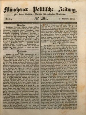 Münchener politische Zeitung (Süddeutsche Presse) Dienstag 1. November 1842