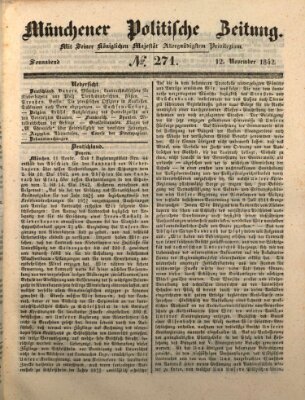 Münchener politische Zeitung (Süddeutsche Presse) Samstag 12. November 1842