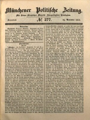 Münchener politische Zeitung (Süddeutsche Presse) Samstag 19. November 1842