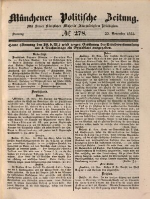 Münchener politische Zeitung (Süddeutsche Presse) Sonntag 20. November 1842