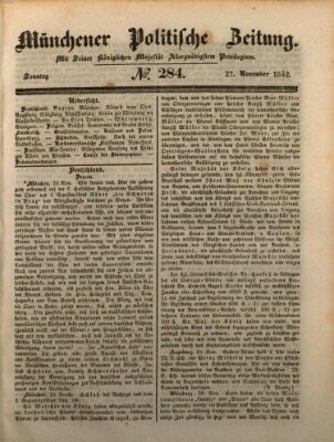 Münchener politische Zeitung (Süddeutsche Presse) Sonntag 27. November 1842