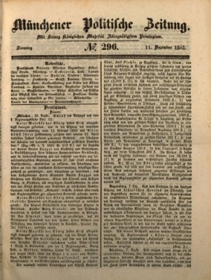 Münchener politische Zeitung (Süddeutsche Presse) Sonntag 11. Dezember 1842