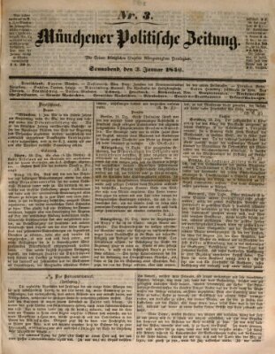 Münchener politische Zeitung (Süddeutsche Presse) Samstag 3. Januar 1846