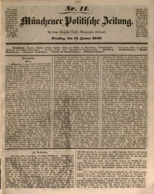 Münchener politische Zeitung (Süddeutsche Presse) Dienstag 13. Januar 1846