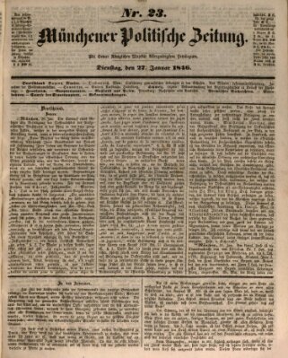 Münchener politische Zeitung (Süddeutsche Presse) Dienstag 27. Januar 1846
