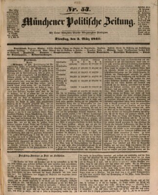 Münchener politische Zeitung (Süddeutsche Presse) Dienstag 3. März 1846