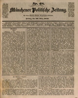 Münchener politische Zeitung (Süddeutsche Presse) Freitag 20. März 1846