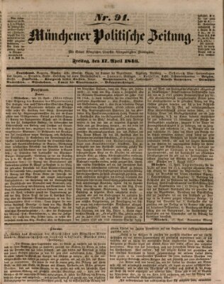 Münchener politische Zeitung (Süddeutsche Presse) Freitag 17. April 1846