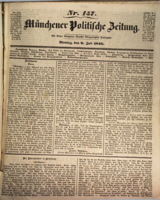 Münchener politische Zeitung (Süddeutsche Presse) Montag 6. Juli 1846