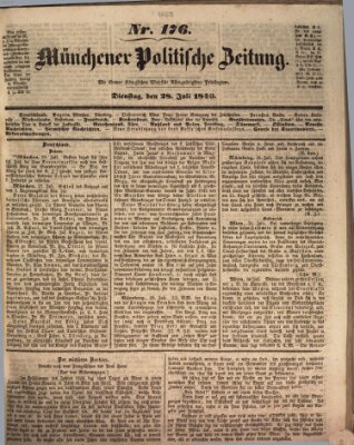 Münchener politische Zeitung (Süddeutsche Presse) Dienstag 28. Juli 1846