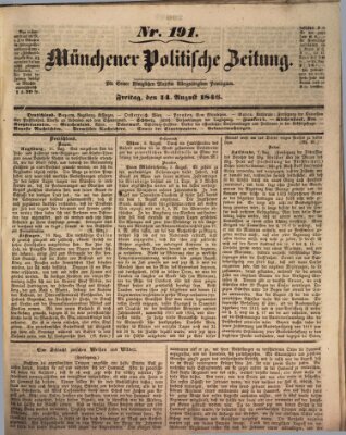 Münchener politische Zeitung (Süddeutsche Presse) Freitag 14. August 1846