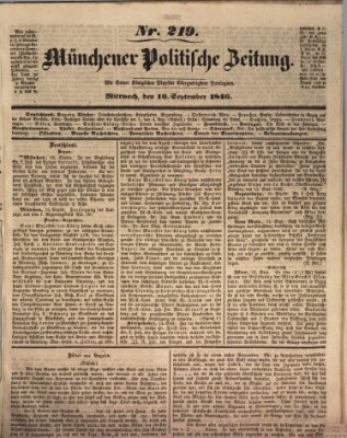 Münchener politische Zeitung (Süddeutsche Presse) Mittwoch 16. September 1846