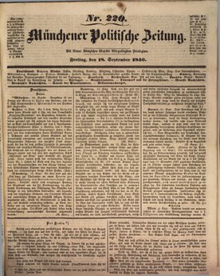 Münchener politische Zeitung (Süddeutsche Presse) Freitag 18. September 1846