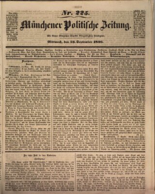 Münchener politische Zeitung (Süddeutsche Presse) Mittwoch 23. September 1846