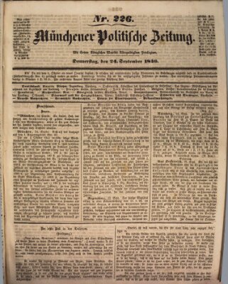 Münchener politische Zeitung (Süddeutsche Presse) Donnerstag 24. September 1846