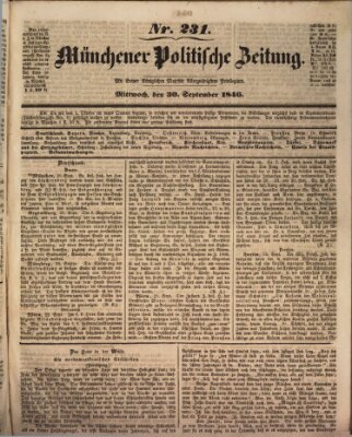 Münchener politische Zeitung (Süddeutsche Presse) Mittwoch 30. September 1846