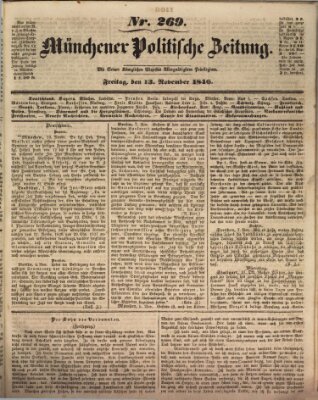 Münchener politische Zeitung (Süddeutsche Presse) Freitag 13. November 1846