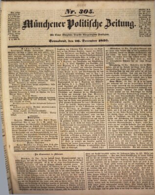 Münchener politische Zeitung (Süddeutsche Presse) Samstag 26. Dezember 1846
