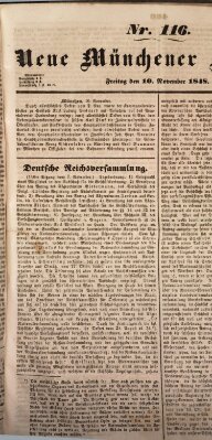 Neue Münchener Zeitung (Süddeutsche Presse) Freitag 10. November 1848