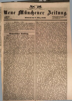 Neue Münchener Zeitung (Süddeutsche Presse) Mittwoch 7. März 1849