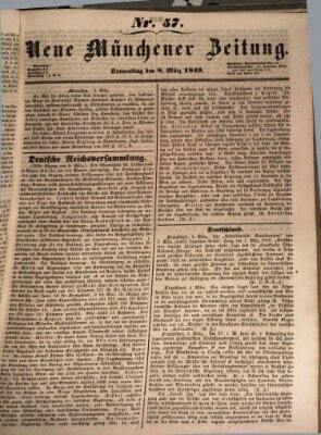 Neue Münchener Zeitung (Süddeutsche Presse) Donnerstag 8. März 1849