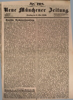 Neue Münchener Zeitung (Süddeutsche Presse) Dienstag 8. Mai 1849