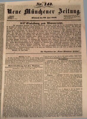 Neue Münchener Zeitung (Süddeutsche Presse) Mittwoch 20. Juni 1849