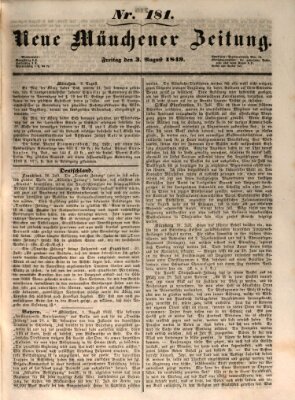 Neue Münchener Zeitung (Süddeutsche Presse) Freitag 3. August 1849