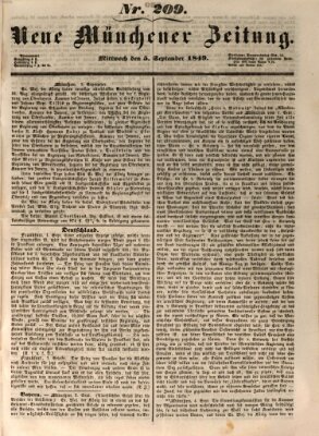 Neue Münchener Zeitung (Süddeutsche Presse) Mittwoch 5. September 1849