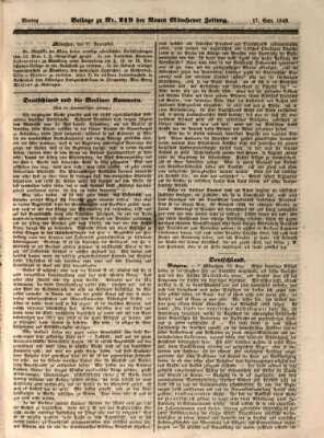Neue Münchener Zeitung (Süddeutsche Presse) Montag 17. September 1849