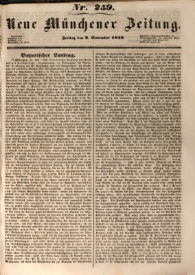 Neue Münchener Zeitung (Süddeutsche Presse) Freitag 2. November 1849