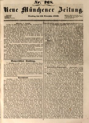 Neue Münchener Zeitung (Süddeutsche Presse) Dienstag 13. November 1849