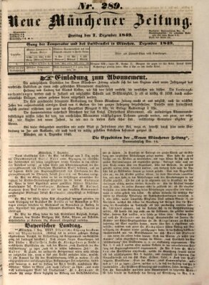 Neue Münchener Zeitung (Süddeutsche Presse) Freitag 7. Dezember 1849