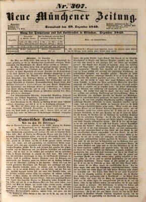 Neue Münchener Zeitung (Süddeutsche Presse) Samstag 29. Dezember 1849