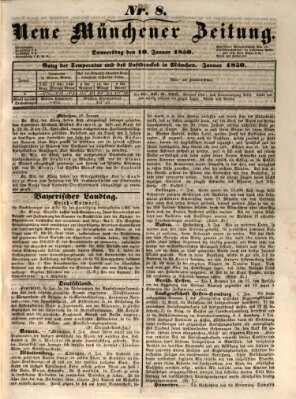 Neue Münchener Zeitung (Süddeutsche Presse) Donnerstag 10. Januar 1850