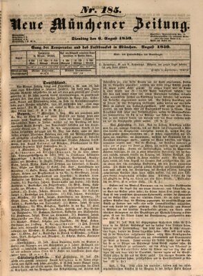 Neue Münchener Zeitung (Süddeutsche Presse) Dienstag 6. August 1850