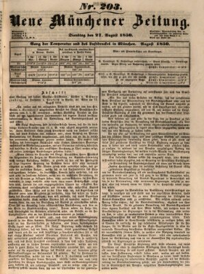 Neue Münchener Zeitung (Süddeutsche Presse) Dienstag 27. August 1850