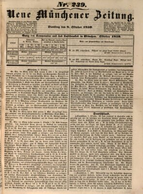 Neue Münchener Zeitung (Süddeutsche Presse) Dienstag 8. Oktober 1850
