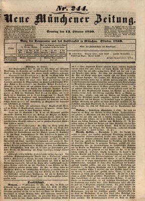 Neue Münchener Zeitung (Süddeutsche Presse) Sonntag 13. Oktober 1850