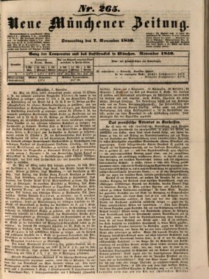 Neue Münchener Zeitung (Süddeutsche Presse) Donnerstag 7. November 1850