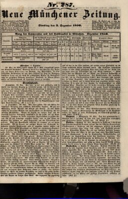 Neue Münchener Zeitung (Süddeutsche Presse) Dienstag 3. Dezember 1850